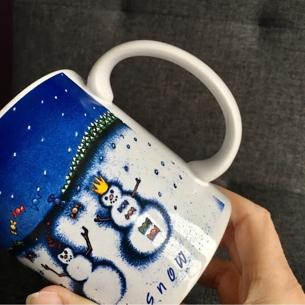 Lindt Chocolates “Let It Snow” Snowman Coffee Mug, Blue, White, 11 oz